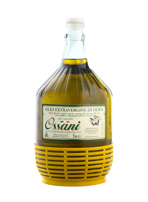 Dama di vetro di olio extravergine oliva da 5 L del Frantoio Ossani