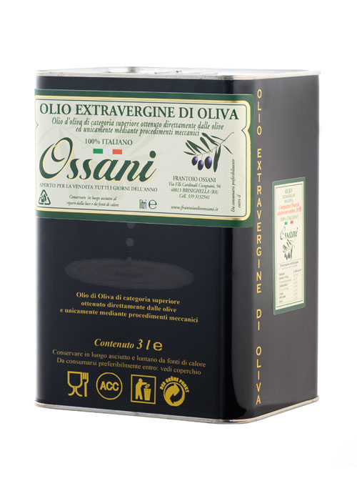 Lattina di olio extravergine oliva da 3 L del Frantoio Ossani